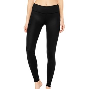 NWT Alo Yoga Black Glossy Airbrush Legging & Tote